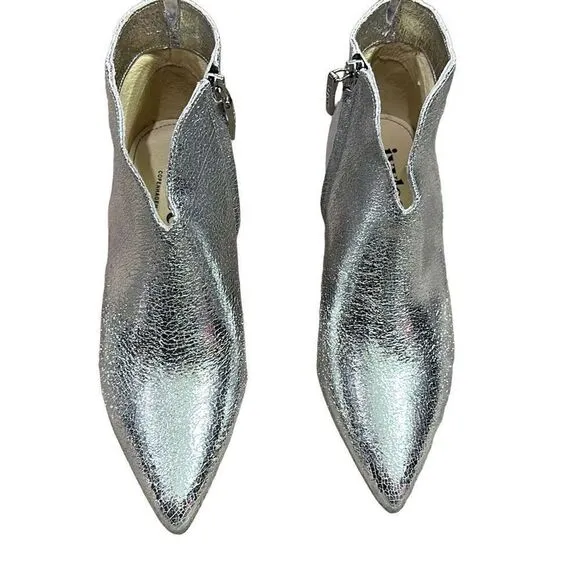 IVYLEE COPENHAGEN Vivian Silver Metallic Ankle Booties Size 36 (US 5) $369 Retai