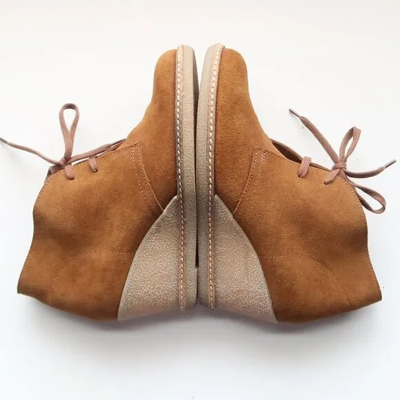 J. Crew Brown Suede Leather Lace-up Wedge Heel Ankle Boots Booties Size 7