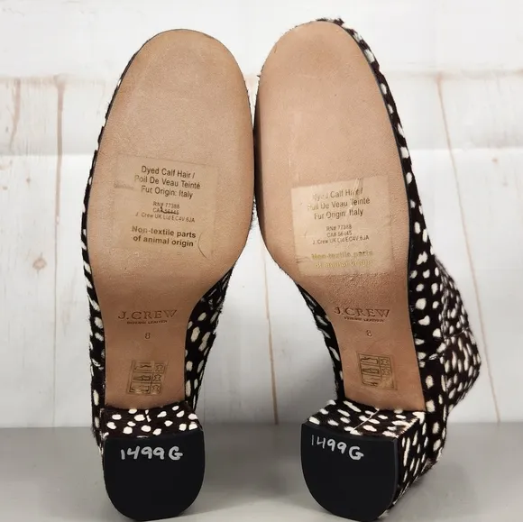 J. Crew Collection Side-Zip Ankle Block Heel Boots Spotted Leopard Calf Hair 8