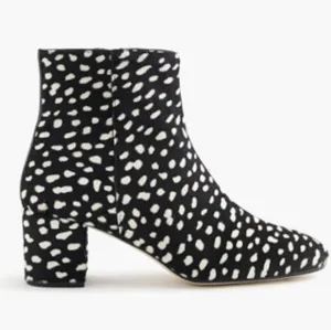 J. Crew Collection Side-Zip Ankle Block Heel Boots Spotted Leopard Calf Hair 8