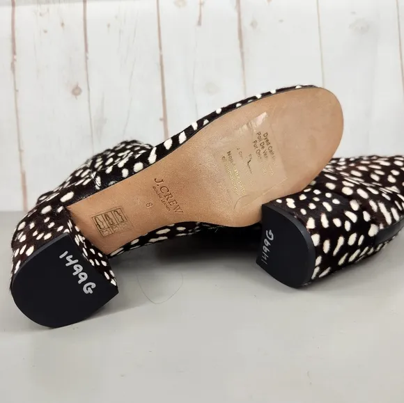 J. Crew Collection Side-Zip Ankle Block Heel Boots Spotted Leopard Calf Hair 8
