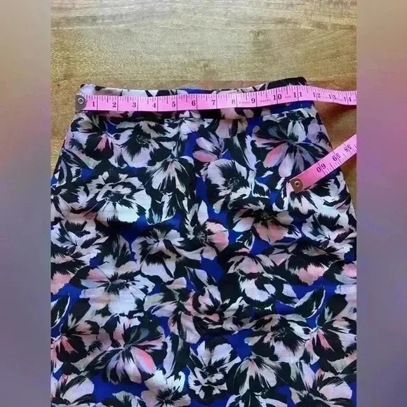 J. Crew Floral A-Line Midi Skirt | 000 | Blue Pink Black White