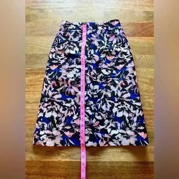 J. Crew Floral A-Line Midi Skirt | 000 | Blue Pink Black White