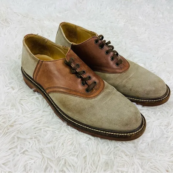 J. CREW made In Italy suede &amp; brown leather casual men’s dress pointed shoes 9H