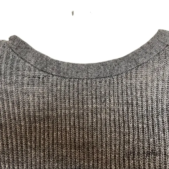 J Crew Open Back Heather Gray Ribbed Knit Soft Alpaca Wool Blend Tunic Sweater