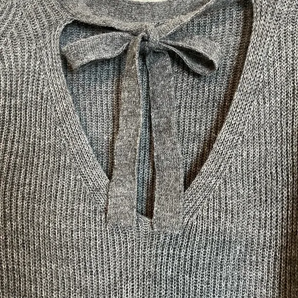 J Crew Open Back Heather Gray Ribbed Knit Soft Alpaca Wool Blend Tunic Sweater