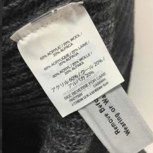 J Crew Open Back Heather Gray Ribbed Knit Soft Alpaca Wool Blend Tunic Sweater
