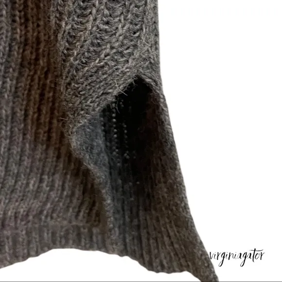 J Crew Open Back Heather Gray Ribbed Knit Soft Alpaca Wool Blend Tunic Sweater