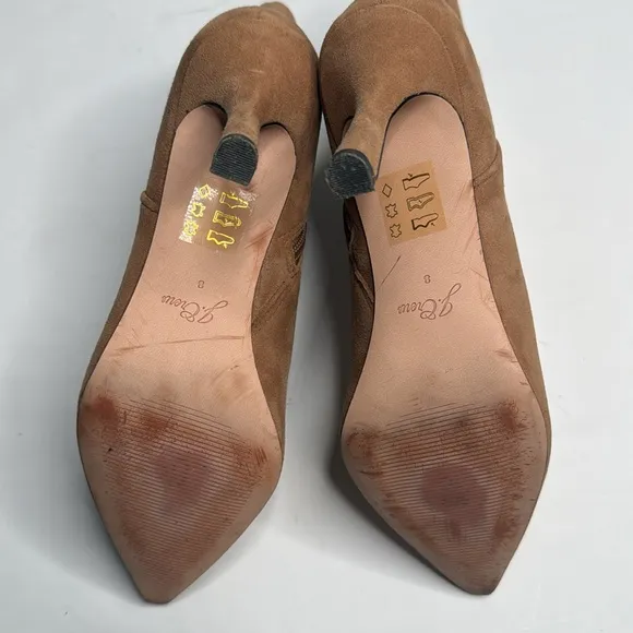 J. Crew Pointed Toe Suede Leather Classic Tan Ankle Boots Heels EUC S-221 Sz 8