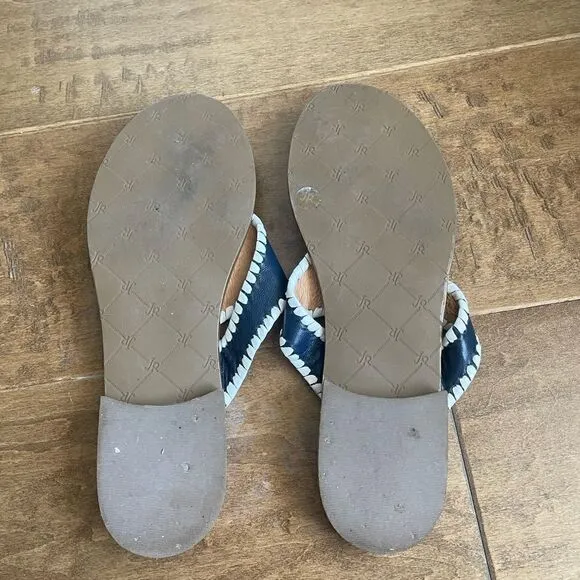 Jack Rogers Blue &amp; White Tassel Sandals