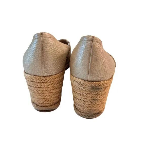 Jack Rogers Gold Leather Espadrille Wedge Sandals Size 9.5M | Open Toe Resort