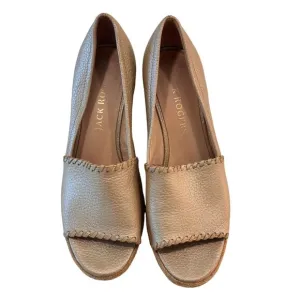 Jack Rogers Gold Leather Espadrille Wedge Sandals Size 9.5M | Open Toe Resort