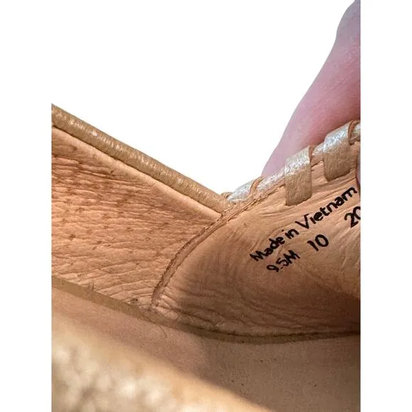 Jack Rogers Gold Leather Espadrille Wedge Sandals Size 9.5M | Open Toe Resort