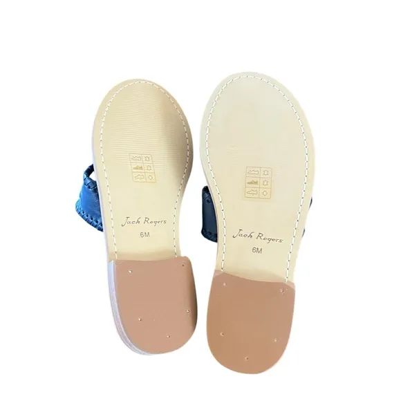 Jack Rogers Jack Flats Leather Midnight Navy Slip On Sandals NEW Size 5.5
