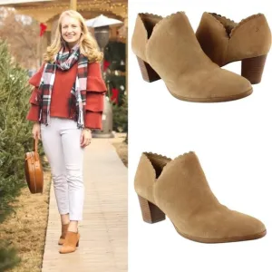 Jack Rogers Marianne scalloped suede boots