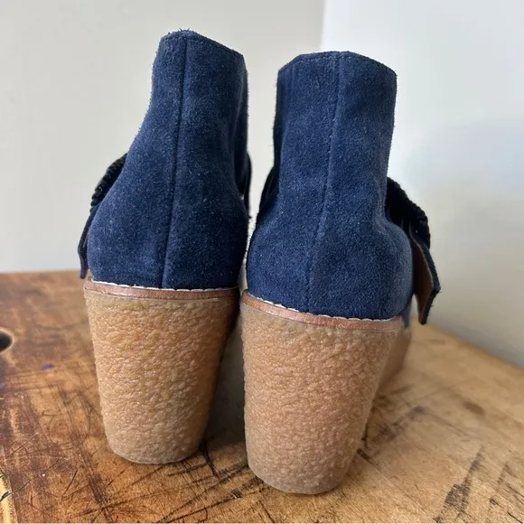Jack Rogers Navy Suede Wedge Ankle Boots women’s sz 7