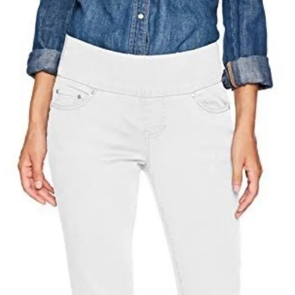 JAG Caley Crop Pull On Waist Stretch Slenderizing Look White Capri Jeans Size 8