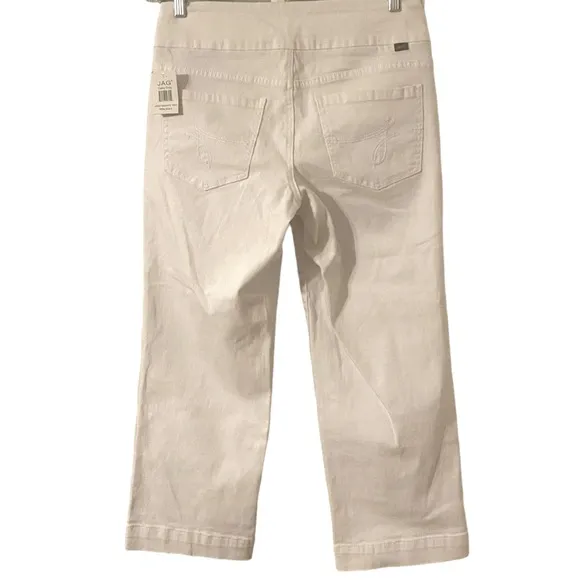 JAG Caley Crop Pull On Waist Stretch Slenderizing Look White Capri Jeans Size 8