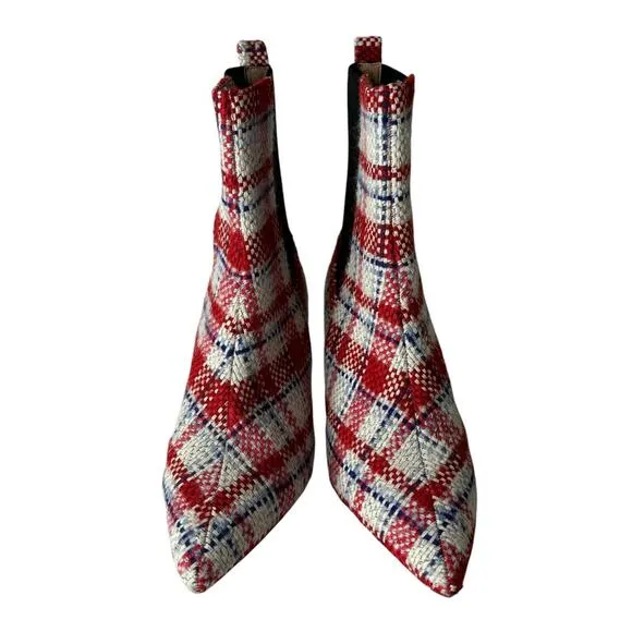 Jaggar The Label Tweed Pointed Toe Booties Red Size 9
