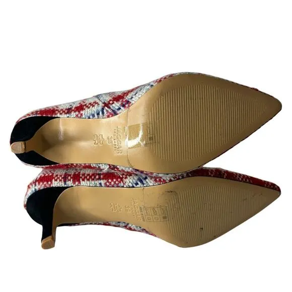Jaggar The Label Tweed Pointed Toe Booties Red Size 9