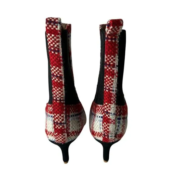 Jaggar The Label Tweed Pointed Toe Booties Red Size 9