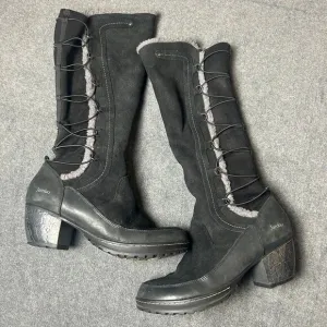 Jambu Alberta Boots Women’s Size 10 Black Leather Suede Faux Fur