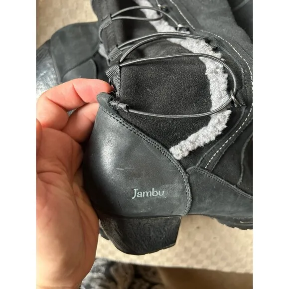 Jambu Alberta Boots Women’s Size 10 Black Leather Suede Faux Fur