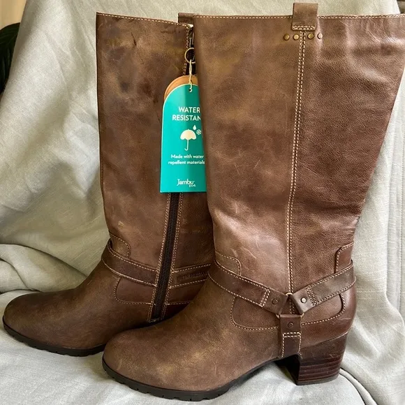 Jambu Autumn Zippered Boots, Water Resistant, Wide Calf, Tobacco Leather