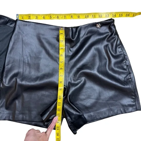 Jason Wu Faux Leather Mini Wrap Skort Skirt Black Vegan Leather Size Small