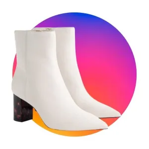 J.Crew Womens Sadie Leather White Ankle Boots Booties Size 11 Tortoise Heel EUC