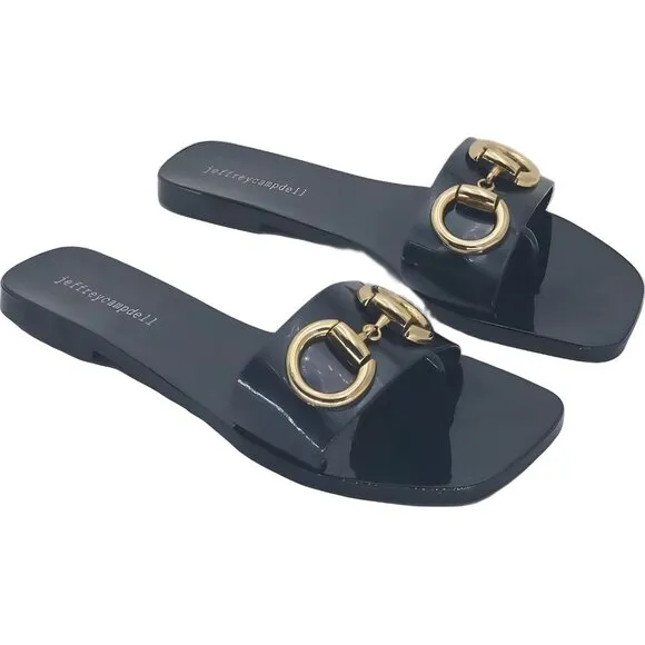 Jeffery Campbell Annia Horsebit Sandals Black Women Size 8 US 39 EU