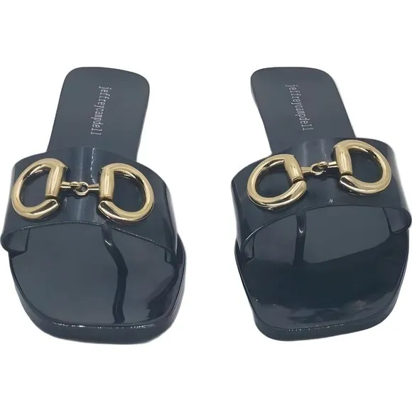 Jeffery Campbell Annia Horsebit Sandals Black Women Size 8 US 39 EU
