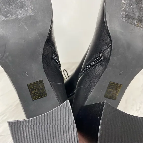 Jeffrey Campbell Belmond Black Leather Square Toe Lace Up Boot 9