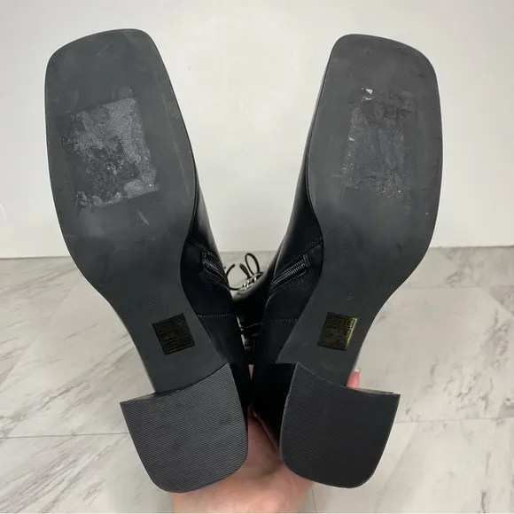 Jeffrey Campbell Belmond Black Leather Square Toe Lace Up Boot 9