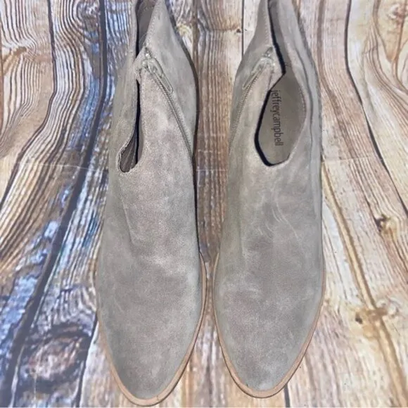 JEFFREY CAMPBELL Kamet 2 Taupe Suede Leather Ankle Boots Size 10