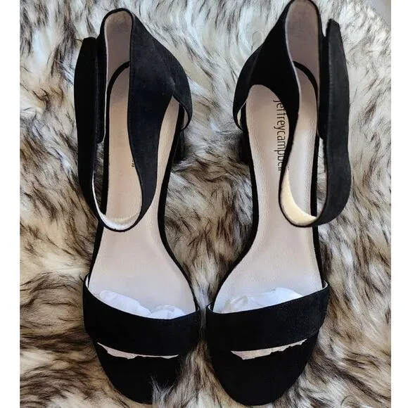Jeffrey Campbell Lindsay Black Suede Sandals Size 10 NWOT