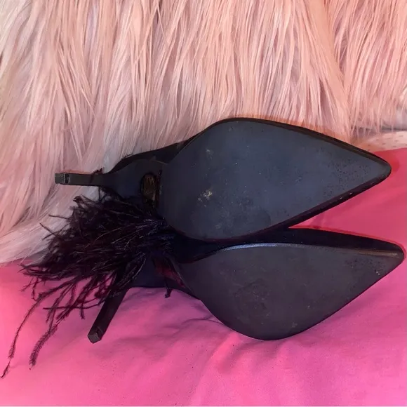Jeffrey Campbell Ostrich feather leather suede Vain stiletto boots highheels 7.5