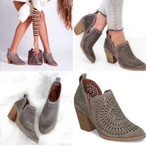 Jeffrey Campbell Rosalee Cutout Tan Suede Ankle Boots Size 8