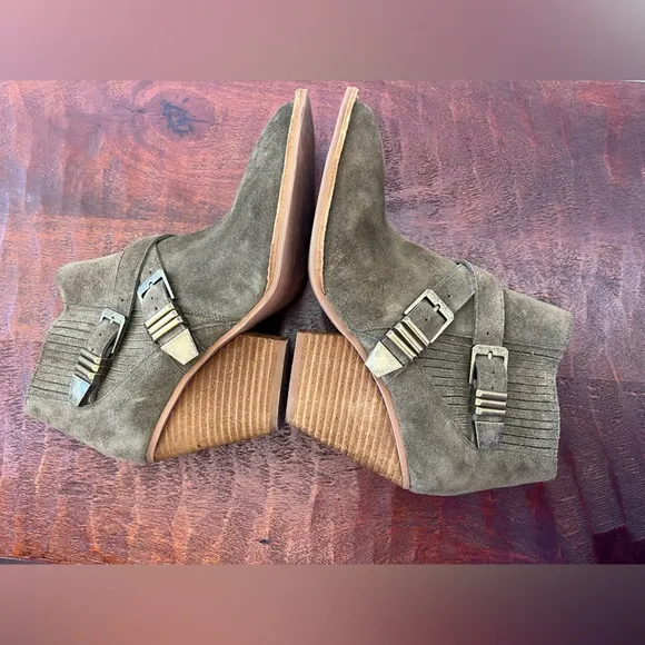 Jeffrey Campbell Texan Green Suede Buckle Western Festival Point Toe Boots 9