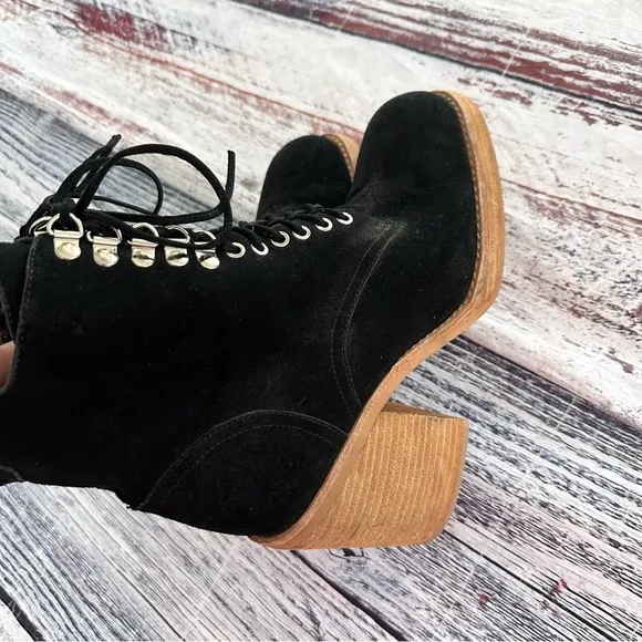 Jeffrey Campbell x Free People Black Suede Leather Platform Boots
