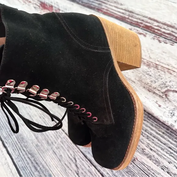 Jeffrey Campbell x Free People Black Suede Leather Platform Boots