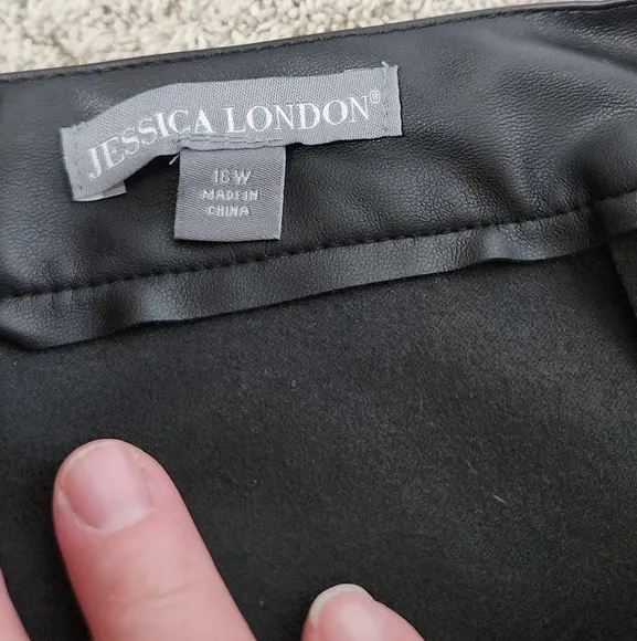 Jessica London Women's Plus Size Faux Leather Midi Skirt - Black - 16W