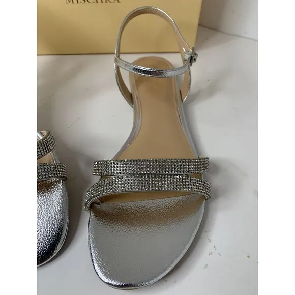 Jewel Badgley Mischa Silver Metallic‎ Jeweled Sandals Bridget Jw3338 Sz 11 New