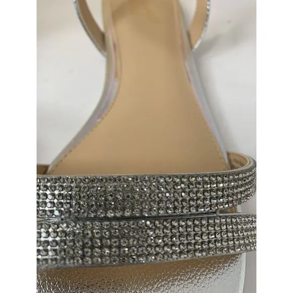Jewel Badgley Mischa Silver Metallic‎ Jeweled Sandals Bridget Jw3338 Sz 11 New
