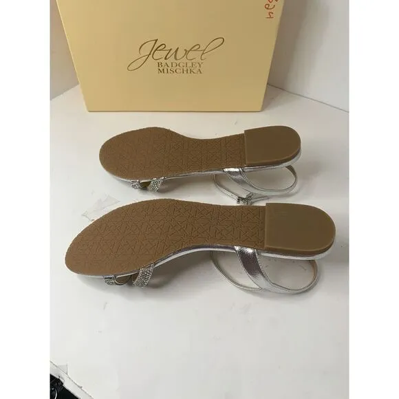 Jewel Badgley Mischa Silver Metallic‎ Jeweled Sandals Bridget Jw3338 Sz 11 New
