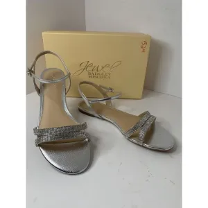 Jewel Badgley Mischa Silver Metallic‎ Jeweled Sandals Bridget Jw3338 Sz 11 New