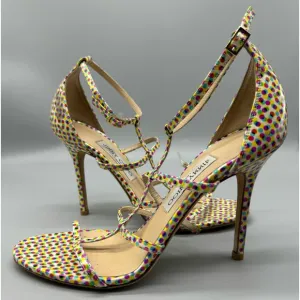 Jimmy Choo Dory Sandals PolkaDot Latte Size 38 1/2