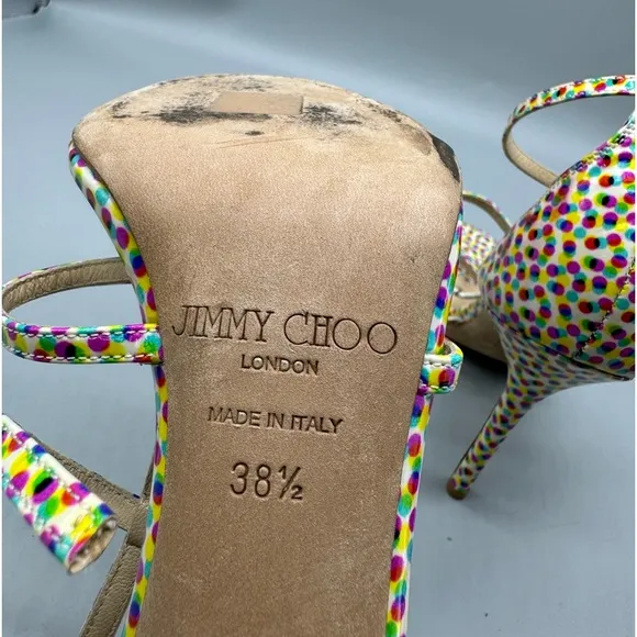 Jimmy Choo Dory Sandals PolkaDot Latte Size 38 1/2