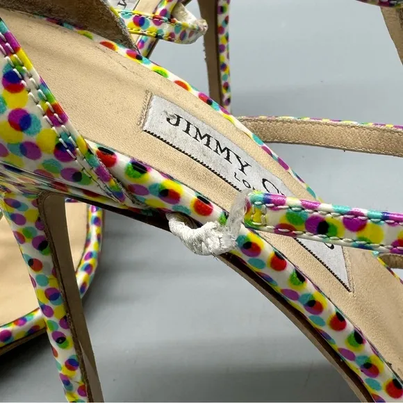 Jimmy Choo Dory Sandals PolkaDot Latte Size 38 1/2