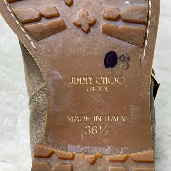 Jimmy Choo Women's Brown Suede Leather Moto Boots Size 36.5